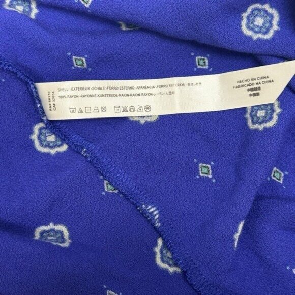 Free People Intimately S Button Down Shirt Top Blue Print Oversized Long Sleeve - Picture 5 of 6